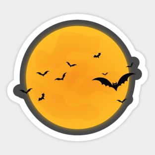 Spooky Moon and Bats Sticker